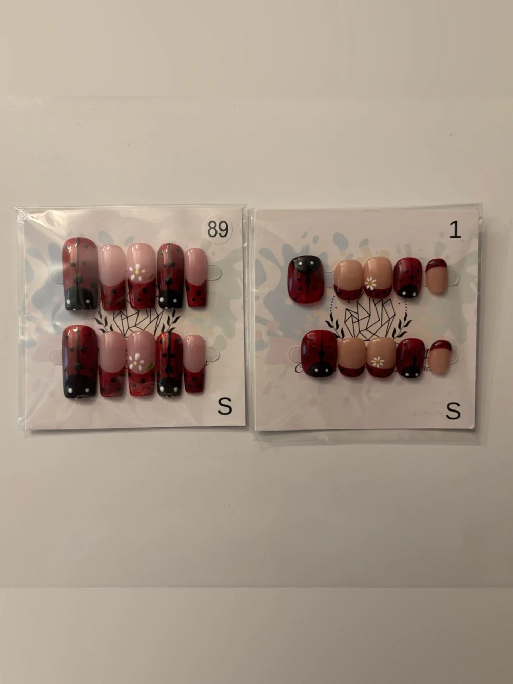 Ladybug Press on Nail Set in Red and Nude - set of 2